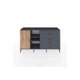 Dienni Hyperion Konsol 4 Raflı 4 Çekmeceli 1 Kapaklı 176 x 44 x 99 cm Antrasit - Çam - Antrasit