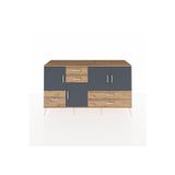 Dienni Hyperion Konsol 4 Raflı 5 Çekmeceli 4 Kapaklı 176 x 44 x 99 cm Çam - Antrasit - Çam