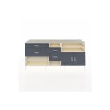 Dienni Hyperion Konsol 5 Raflı 2 Çekmeceli 4 Kapaklı 220 x 44 x 99 cm Aytaşı - Antrasit