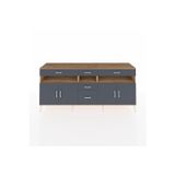 Dienni Hyperion Konsol 5 Raflı 5 Çekmeceli 4 Kapaklı 220 x 44 x 99 cm Antrasit - Çam