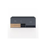 Dienni Hyperion Konsol 6 Raflı 2 Çekmeceli 5 Kapaklı 220x44x99 Antrasit-Çam/Antrasit