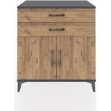 Dienni Hyperion Şifonyer 2 Çekmeceli 2 Kapaklı 88X44X96 Antrasit-Çam