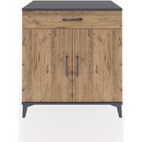 Dienni Hyperion Şifonyer Tek Çekmeceli 2 Kapaklı 88X44X96 Antrasit-Çam