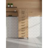 Dienni Kronos Çok Amaçlı Dolap Mutfak Banyo Dolabı Tek Raflı 8 Çekmeceli 2 Kapaklı 60X59X182 Çam-Çam - Atlas Çam