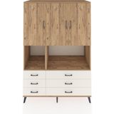 Dienni Kronos Dolap 6 Raflı 6 Çekmeceli 3 Kapaklı 132X59X195 Çam-Aytaşı/çam - Atlas Çam