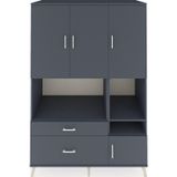 Dienni Kronos Dolap 7 Raflı 2 Çekmeceli 4 Kapaklı 132 x 59 x 195 cm Antrasit - Antrasit - Antrasit