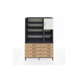 Dienni Kronos Dolap 8 Raflı 8 Çekmeceli 1 Kapaklı 132 x 59 x 195 cm Çam - Antrasit - Aytaşı