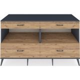 Dienni Kronos Konsol 2 Raflı 4 Çekmeceli 176x59x99 Antrasit-Çam