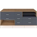 Dienni Kronos Konsol 2 Raflı 7 Çekmeceli 220x59x99 Çam-Antrasit/Antrasit
