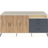 Dienni Kronos Konsol 3 Raflı 3 Çekmeceli 3 Kapaklı 220 x 59 x 99 cm Çam - Aytaşı - Antrasit