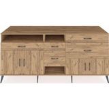 Dienni Kronos Konsol 4 Raflı 5 Çekmeceli 4 Kapaklı 220x59x99 Çam-Çam/Çam