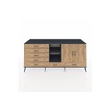 Dienni Kronos Konsol 4 Raflı 6 Çekmeceli 2 Kapaklı 220 x 59 x 99 cm Çam - Antrasit - Çam