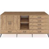Dienni Kronos Konsol 4 Raflı 7 Çekmeceli 2 Kapaklı 220x59x99 Çam-Çam/Çam
