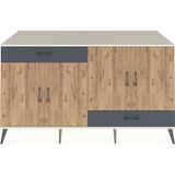 Dienni Kronos Konsol 5 Raflı 2 Çekmeceli 4 Kapaklı 176 x 59 x 99 cm Çam - Antrasit - Aytaşı