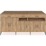 Dienni Kronos Konsol 5 Raflı 3 Çekmeceli 5 Kapaklı 220 x 59 x 99 cm Çam - Çam - Çam