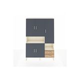Dienni Mobilya Arges Dolap 10 Raflı 2 Çekmeceli 5 Kapaklı 132x30x195 Aytaşı-antrasit/çam Çok Renkli