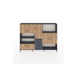 Dienni Mobilya Arges Dolap 10 Raflı 4 Çekmeceli 8 Kapaklı 220x30x163 Antrasit-antrasit/çam Çok Renkli