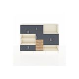 Dienni Mobilya Arges Dolap 10 Raflı 4 Çekmeceli 8 Kapaklı 220x30x163 Çam-aytaşı/antrasit Çok Renkli