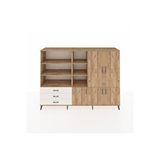 Dienni Mobilya Hyperion Dolap 11 Raflı 3 Çekmeceli 5 Kapaklı 220x44x163 Çam-çam/aytaşı Çok Renkli