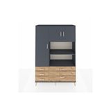 Dienni Mobilya Hyperion Dolap 7 Raflı 5 Çekmeceli 3 Kapaklı 132x44x195 Antrasit-antrasit/çam