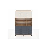 Dienni Mobilya Hyperion Dolap 8 Raflı 8 Çekmeceli 3 Kapaklı 132x44x195 Antrasit-çam/aytaşı