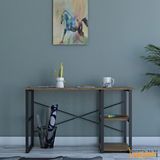 Dienni Mobilya Richmond Bozkır 120'lik Metal Kitaplıklı, Bölmeli Masa, Çalışma Masası 120x70x60 Cm Ceviz