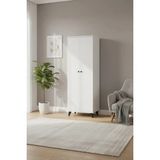 Dienni Simple Çok Amaçlı Dolap Mutfak Banyo 5 Raflı 2 Kapaklı 60X30X176 Beyaz