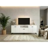 Dienni Simple Tv Ünitesi 3 Raflı 6 Kapaklı 180X44X64 Beyaz