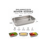 DİES İnox Paslanmaz Çelik Kevgir Süzgeç Meyve Sebze Yıkama ve Makarna Süzme Sepeti 30*22*5 Cm