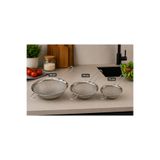 DİES Paslanmaz Çelik Süzgeç 3 Boy Tel Süzgeç Seti 12cm-14cm-16cm Pratik-Un Eleği-Süzgeç-Kevgir