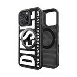 Diesel iPhone 16 Pro Max Uyumlu Magsafe Destekli Yüzük Standlı Kılıf - Siyah/Beyaz