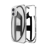 Diesel iPhone 16 Uyumlu Oval D Mirror Şeffaf Kılıf - Şeffaf/Siyah