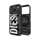 Diesel iPhone 17 Pro Uyumlu Magsafe Destekli Yüzük Standlı Kılıf - Siyah/Beyaz