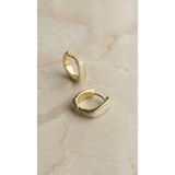DİESMOONCO Kadın Gold Ekru Mine İşlemeli Kare Halka Küpe - Vintage Minimalist Tasarım Görünüm
