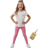 Difa Çocuk Tayt - Yazlık Mevsimlik Rahat Pamuklu Terletmez Likralı Pembe Kız Çocuk Uzun Tayt - 6 Yaş
