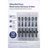 Difaş Med Clean Black Carbon Fırçası 12 Adet Standlı Koruyucu Kapaklı Siyah Karbon Fırça Seti