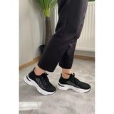 Difolia Kadın Siyah Triko Beyaz Tabanlı Taşlı Spor Ayakkabı & Sneaker - Siyah-2