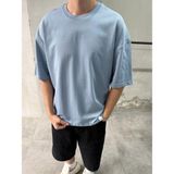 Difransel Jeans Erkek Basic Bisiklet Yaka Oversize T-Shirt - Mavi
