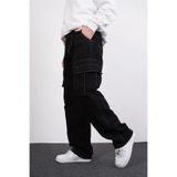 DIFRANSEL JEANS Erkek Dikiş Detaylı Kargo Cepli Baggy Pantolon