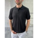 Difransel Jeans Erkek Relax Fit Düğmeli Polo Yaka Tişört - Siyah - XL
