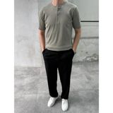 Difransel Jeans Erkek Slim Fit Düğmeli Yaka Fitilli Kısa Kollu T-Shirt - Haki