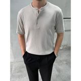 Difransel Jeans Erkek Slim Fit Düğmeli Yaka Fitilli Kısa Kollu T-Shirt - Taş