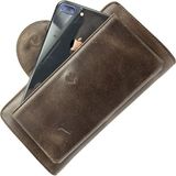 Diga Hakiki Deri 2003 Kartlık Telefon El Çantası Kahve