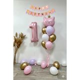 diğer 1 Yaş Kedi Temalı Doğum Günü Balon Seti – Pembe Gold Konsept