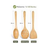 Diğer 126621190 Doğal Bambu Ahşap Mutfak Kaşık Ve Spatula Seti, Dayanıklı, Tava Çizmeyen, Ergonomik Saplı, Çevre Dostu Ahşap Mutfak Gereçleri, Kızartma, Sote, Makarna Ve Yemek Karıştırma İçin Uygun 3 Lü Set