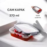 Diğer 128863462 1 Adet 370 Ml Borosilikat Cam Saklama Kabı - 4 Klipsli Kilitli Bambu Kapaklı Sızdırmaz Vakumlu Dikdörtgen Beslenme Ve Erzak Kabı Dayanıklı Küçük Boy Porsiyonluk Kutu