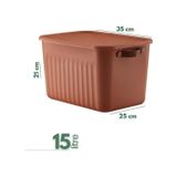 Diğer 128867198 3 Adet Modern Kapaklı Saklama Kutusu Seti -15 Litre Turuncu -Taşınabilir Kulplu, Dolap İçi Düzenleyici, Çok Amaçlı Organizer Kutu, Oyuncak & Kıyafet Kutusu