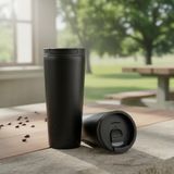 Diğer 128870253 400 Ml Siyah Termos Kupa - Çift Katmanlı Paslanmaz Çelik Seyahat Bardağı Travel Mug - 4-6 Saat /soğuk Tutan Kilitli Kapaklı Kahve Termosu Bpa