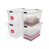Diğer 128871610 Ohyama Kapaklı Saklama Kutuları, 60L, 4'lü Set, Şeffaf, Güvenli Tokalar, İstiflenebilir, Çekme Kulpları, Yatak Odası, Dolap, Ofis, Organizasyon İçin, Bpa İçermeyen Plastik, Giysi Çantası, Ntb-60