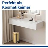 Diğer 130374452 Leman Pedal Kovası Mat Altın 3 L - Kozmetik Kovası, Parmak İzi Önleyici Kaplamalı Çöp Kovası Kapasite: 3 L, Paslanmaz Çelik, 17 X 25 X 22,5 Cm, Altın